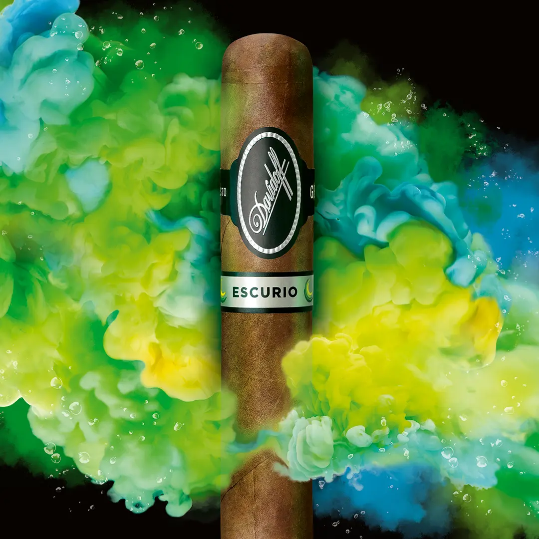 Davidoff Escurio cigar with colorful aquatic background