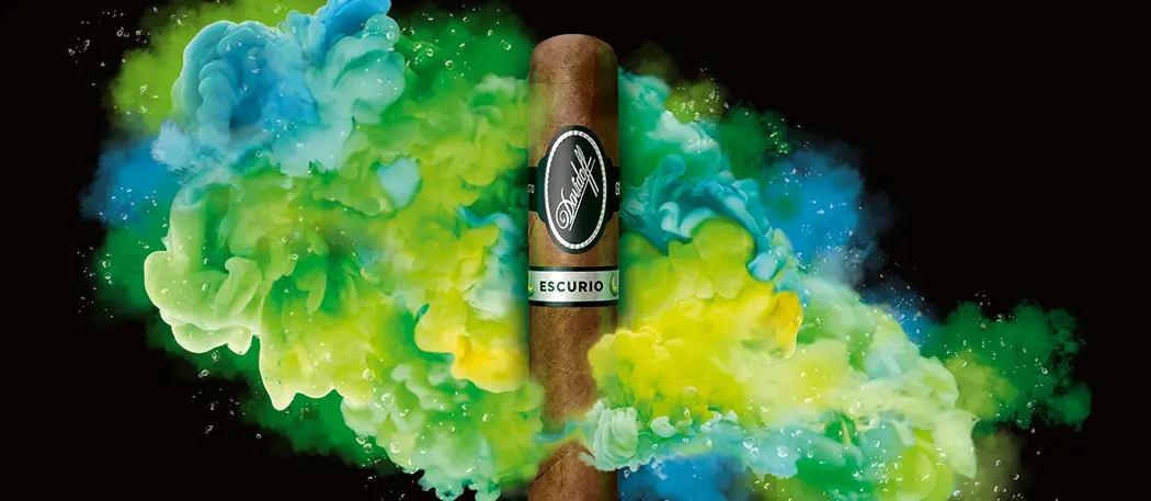 Davidoff Escurio cigar with colorful aquatic background