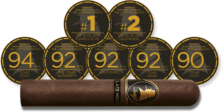 Winston Churchill Late Hour Series Robusto Cigar with all the different Awards and Points